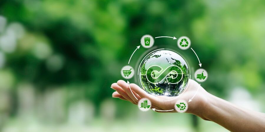 imagen con símbolos relacionados con la economía circular